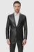 Mens Black Slim Fit Faux Leather Suit – 1 Button Notch Lapel