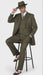 Mens Olive Green Pinstripe Zoot Suit – 1920s Gangster Vintage 3-Piece Suit for Formal and Themed Events