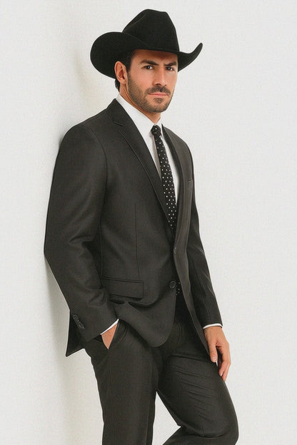 Men's Slim Fit Trimmed Two Tone Blazer/affordable suits online sale/Tuxedo - Black