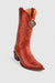 Men's King Exotic Snip Toe Pull Up Leather Boots Handmade Cognac