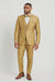 Men's Gold Floral Brocade Three-Piece Suit with Vest and Bow Tie