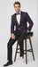 Men’s Eggplant Plum Purple Tuxedo Blazer with Satin Lapel, White Tuxedo Shirt and Matching Purple Bow Tie - Slim Fitted - Prom wedding Suit With Pants