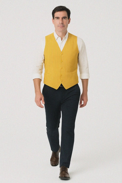 Men's Dark Navy Blue and White Stripe ~ Pinstripe Seersucker Sear sucker suit Vest Set
