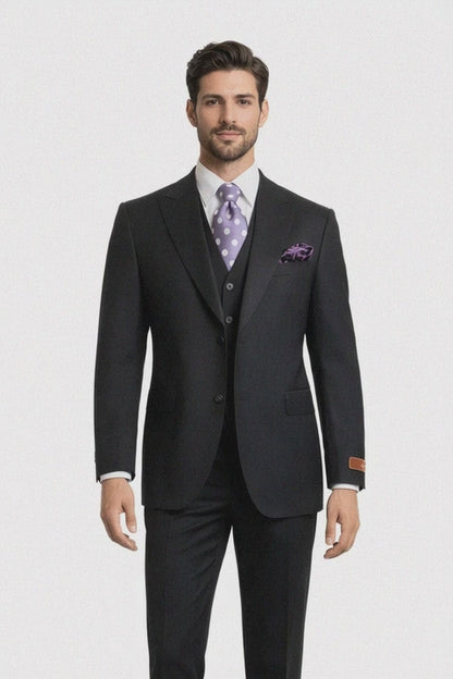 Steve Harvey Suits Clothing line - Steve Harvey Suits Mens Black Suit - Designer Brand Suit No Pleated Pants Modern Fit