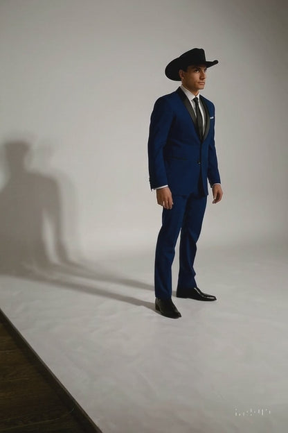 Authentic Braveman Men's Two Button Solid Blue Suit Regular Fit Modern Fit