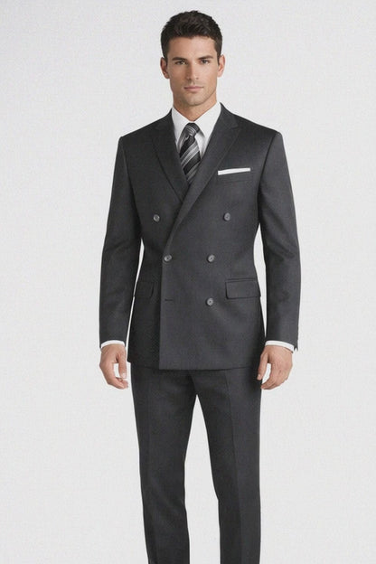 Tiglio Double-Breast Black, Grey, or Navy Wool Suit Modern Fit