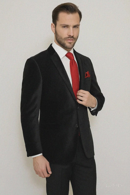 Men's Paisley Black Velvet Fabric Patterned Texture Men's blazer Sport Coat velour Blazer Jacket