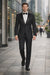 Black 2 Button Wool Tuxedo Without Pleat Flat Front Pants