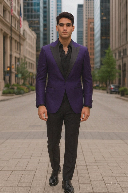Purple Buttons Closure  Floral Sportcoat