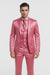 Mens Shiny Blazer - Rose Gold Sateen Vested Suit