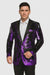 Mens Big and Tall Sequin Blazer - Shiny Fancy Sport Coat + Matching Bowtie + Purple Tuxedo