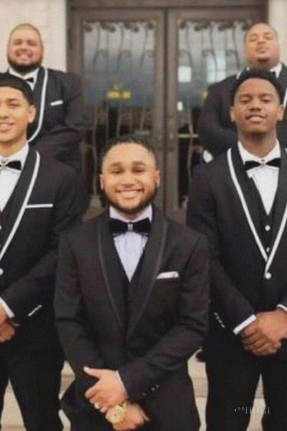 Black And White Trim Tuxedo Or Black And Black Trim Vested Suit - Weddings - Prom Tuxedo
