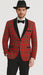 Men's Red Flap Besom Pocket Designer Fashion Dress Casual Blazer