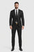 Shiny Sharkskin Jet Black 2 Button Style Jacket Flat Front Pants New Style