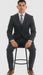 Vitali Brand Suits - 2 Button Sharkskin Textured Pattern Tapered Fit Suit Slim Fit With Vent Charcoal Online Discount Fashion Sale