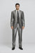 Shiny 2 Buttons Silver Grey ~ Gray Flashy Sharkskin Men's Cheap Priced Business Suits Clearance Sale