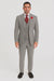 Slim Fit Suits Black/White Houndstooth Tweed Vested 3 Piece Suit 2 Button Side Vented Flat Front