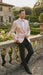 Men’s Pink Blush Floral Jacquard Blazer with Embellished Shawl Lapel – Luxury Party and Wedding Wear Jacket
