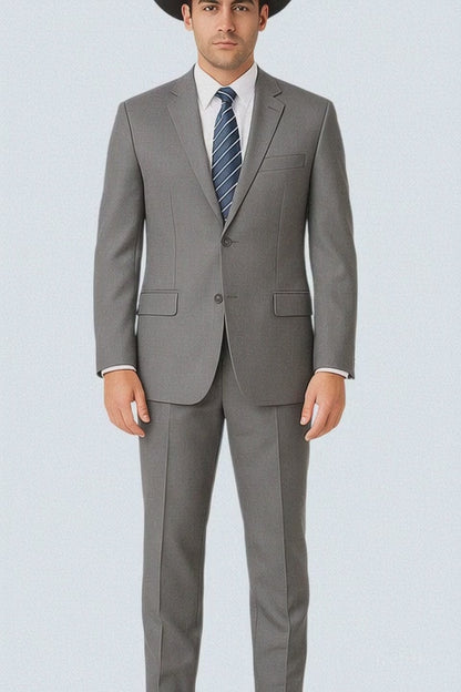 Men's Two-Piece  Classic Fit 2 Button Side Vents Grey Cheap Priced Business Suits Clearance Sale