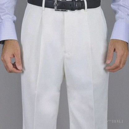 White Single Pleat Dress Pants