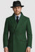 Men's Dress Coat Double Breasted Long Overcoat Olive Green