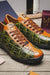 Marco Di Milano Saulo Men's Shoes Green & Cognac Exotic Ostich / Alligator Casual Sneakers