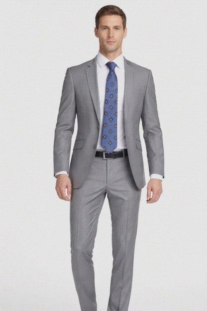 Bertolini 2Pc & 3PC Lt. Gray Two-button Wool & Silk Blend Suit Modern Fit