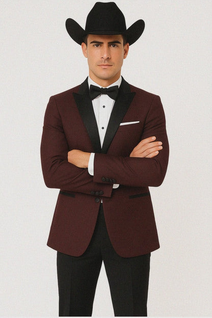 Western Suit - Trajes Para Hombres - Cowboy Formal Attire - Trajes De Novio - Burgundy