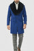 Mens Royal Blue Overcoat - Blue Topcoat  With Fur Collar - Mens Car Coat