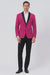Men’s Fuchsia Tuxedo Blazer with Black Satin Lapel – Stylish Party and Wedding Jacket in Hot Pink Color with Black Pants