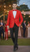 Big and Tall Mens Red Paisley Tuxedo Jacket – Satin Shawl Lapel Blazer with Bow Tie - Christmas Jacket