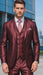 Shiny Burgundy Vested Suit - 3 Pieces Maroon Flashy Suit