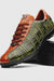 Marco Di Milano Saulo Men's Shoes Green & Cognac Exotic Ostich / Alligator Casual Sneakers