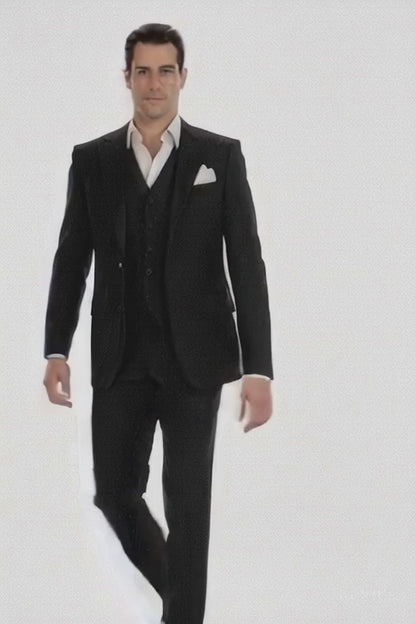 Vitali Suit Black One Chest Pocket Scarface Suit