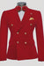 Red Double Breasted Sport Coat - Velvet Blazer