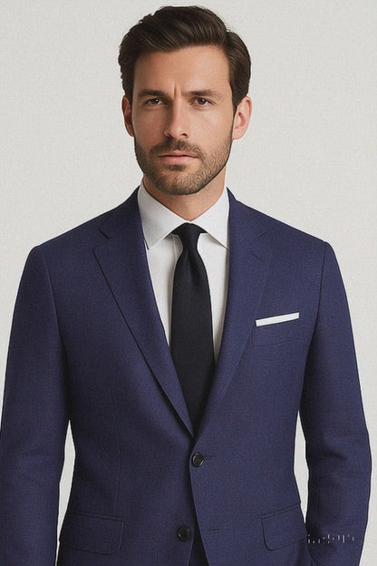 Alberto Nardoni Linen Dark Navy Blue Vested 3 Pieces Summer Linen Wedding/Groom/Groomsmen Suit Jacket & Pants & Vest Suit - Mens Linen Suit