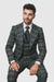 Suits With Baggy Pleated Pants - Wide Leg Pants 100% Wool - Classic Fit in Green Color by Rossiman