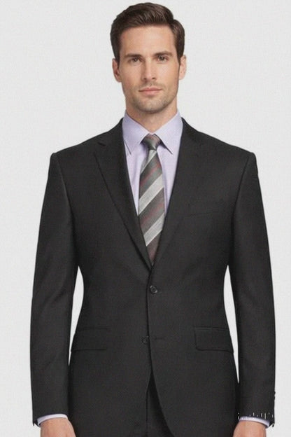 Carlo Lusso Black Two-button Poly Blend Suit Modern Fit