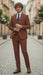 Men’s Orangish Rust Brown Three-Piece Suit –   Slim Fit Jacket, Vest and Tailored Pants in Brick Color