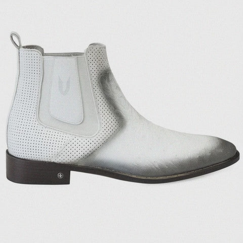 Men's Faded White Vestigium Boots Genuine Ostrich Chelsea Boots