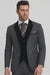 Men's Charcoal Gray 3-Piece Suit with Black Velvet Lapel – Formal Business and Wedding Attire - Gray Tuxedo
