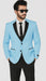 2BW2 Sky Light Blue ~ Baby Pastel Color With Black Lapel Tuxedo With Black Vest & Black Pants Vested 3 Pieces