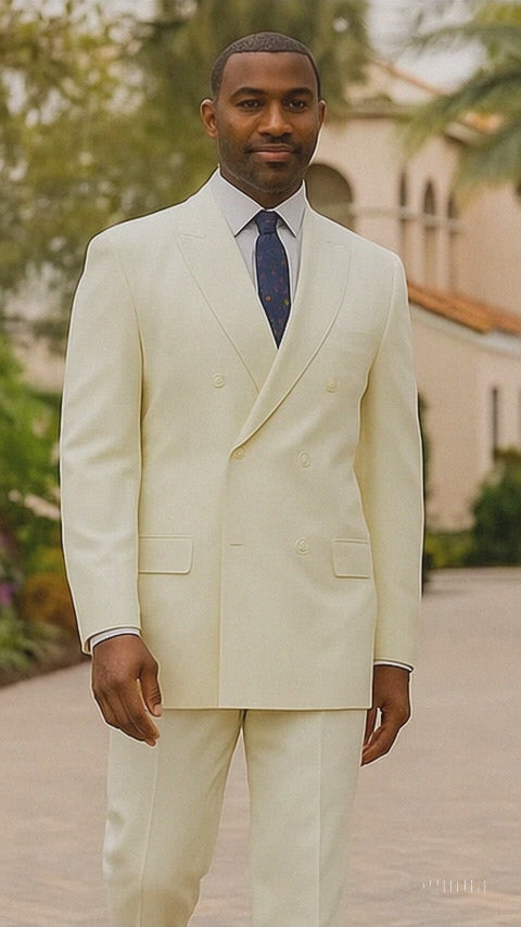 Double Breasted Suit in Ivory