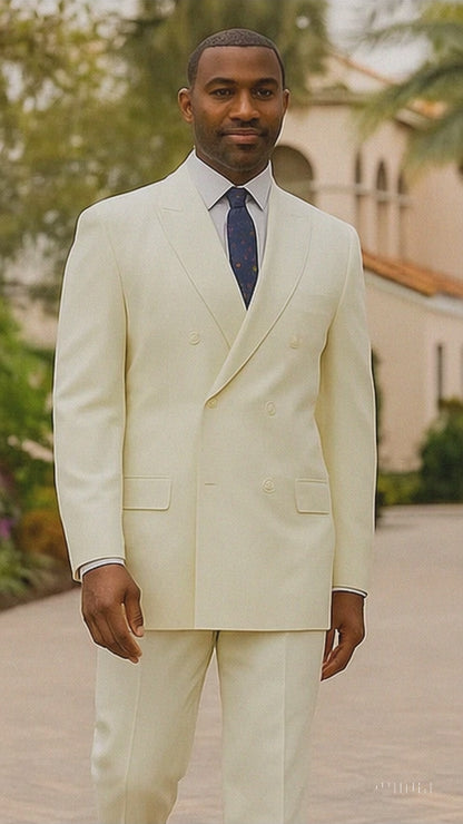 Double Breasted Suit in Ivory