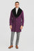 Mens Purple Overcoat With Fur Collar - Purple Topcoat