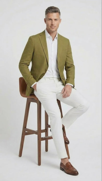 Men’s Olive Green Blazer Sport Coat –Fabric Summer in pistachio sage green