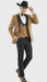 Mens Western Cowboy Tuxedo – Tan and Black 3-Piece Suit with Satin Lapel and Vest in Mocca Coffee Color