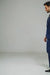 M120-04 Sapphire Blue Bright Blue Indigo Teal Cobalt Pinstripe ~Stripe 2 Buttons Flat Front Pants