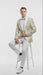 Mens White and Gold Floral Tuxedo Jacket with Satin Lapel – Luxury Prom, Wedding and Formal Dinner Blazer