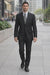 Athletic Cut Classic Suits Men's suit  Classic Relax Fit Pleated Pants 19 Inch Bottom Black